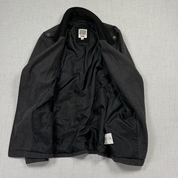 Vans Pike Moto Wool Blend Jacket Charcoal Gray Full Zip Front Size L Large - Picture 6 of 15